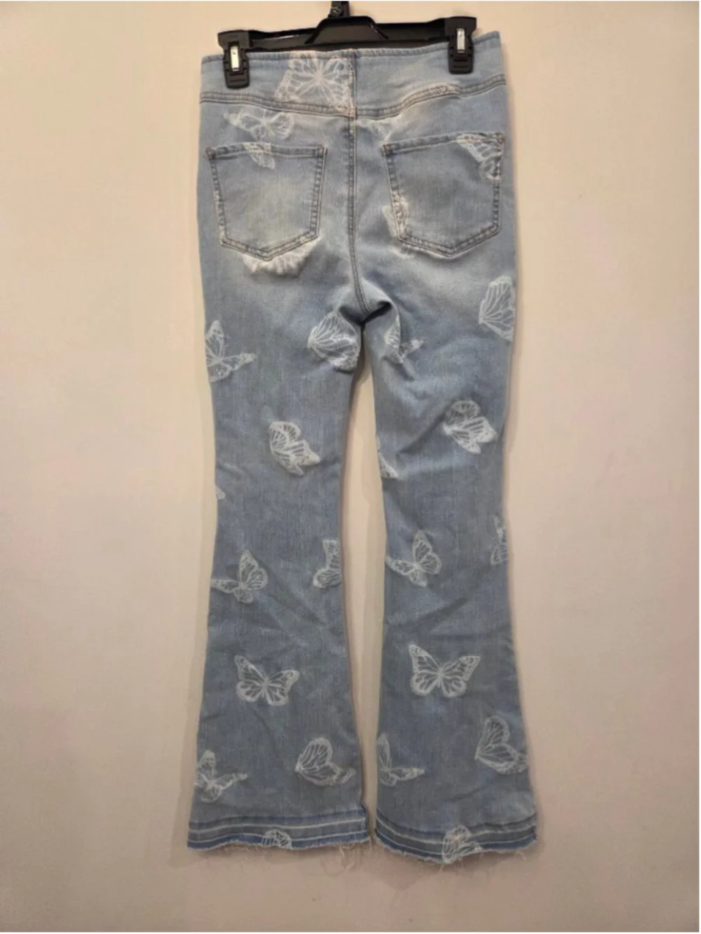 No Boundaries Light Blue Butterfly Flare Jeans Size 5 - Picture 2 of 8